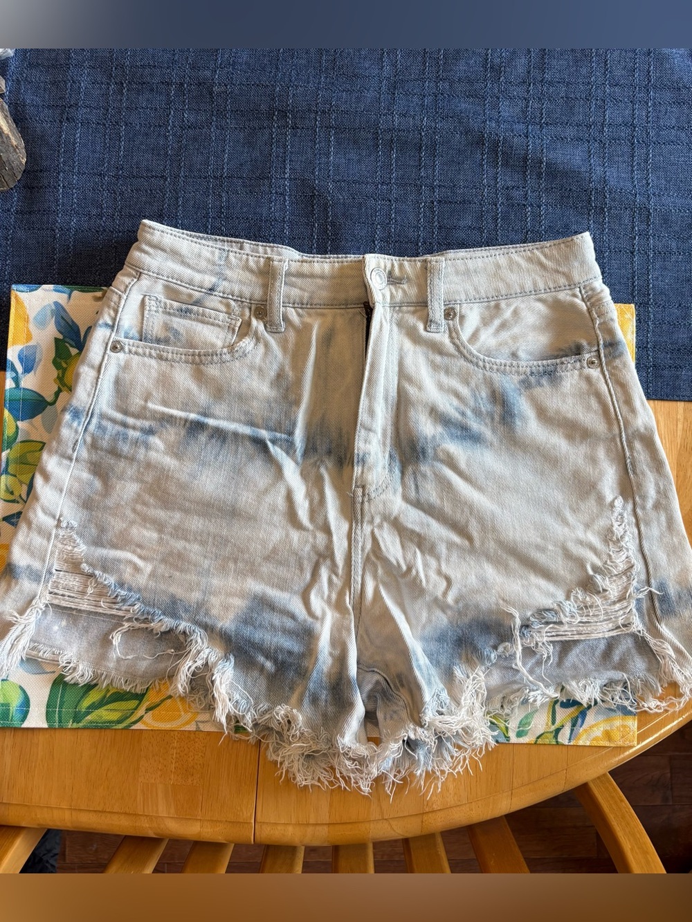American Eagle Outfitters Light Blue Distressed Denim Cutoff Shorts